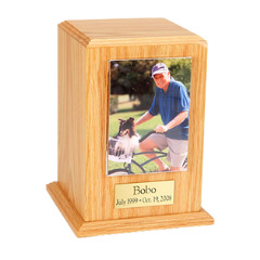 Wooden photo urn