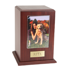 Walnut wooden photo urn